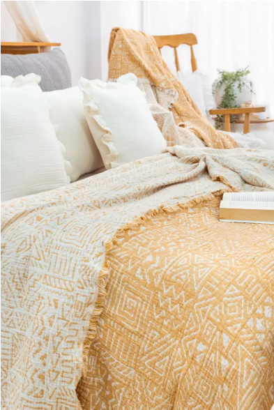 3-lagige Premium Muslin-Tagesdecke „Ethno-Boho“ – 100% Baumwolle