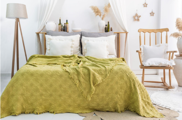 4-lagige Premium Muslin-Tagesdecke „Nazar Waffle“ – 100% Baumwolle (230x240 cm)