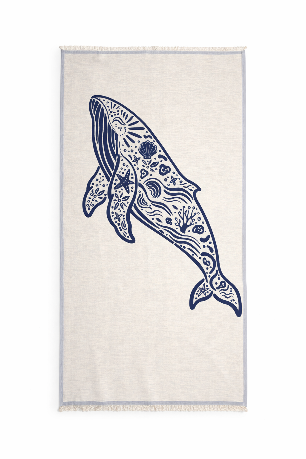 Premium Jacquard-Hamamtuch „Blauer Wal“ – 100% Baumwolle Pestemal