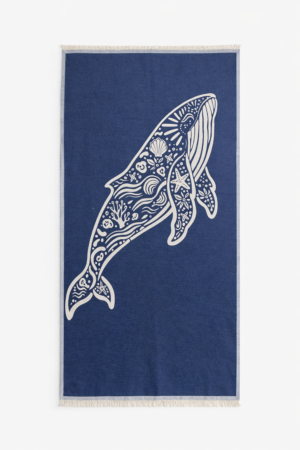 Premium Jacquard-Hamamtuch „Blauer Wal“ – 100% Baumwolle Pestemal